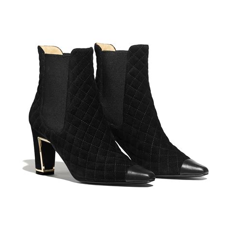 chanel ankle boots crackled suede calfskin black|Shop CHANEL ANKLE BOOTS .